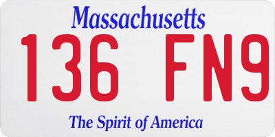 MA license plate 136FN9