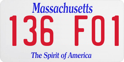 MA license plate 136FO1