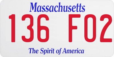 MA license plate 136FO2