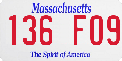 MA license plate 136FO9