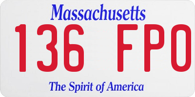 MA license plate 136FP0