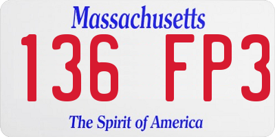 MA license plate 136FP3