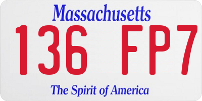 MA license plate 136FP7