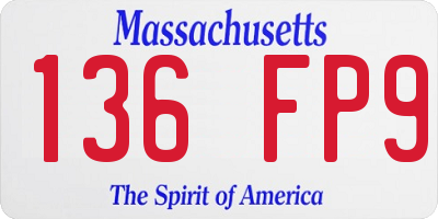 MA license plate 136FP9