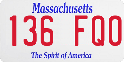 MA license plate 136FQ0
