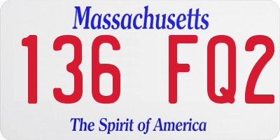 MA license plate 136FQ2