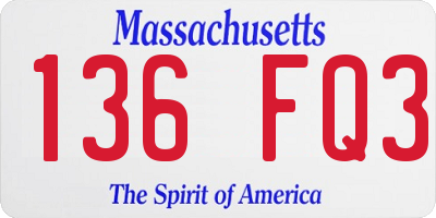 MA license plate 136FQ3