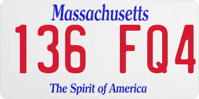 MA license plate 136FQ4
