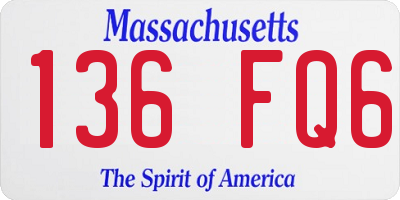 MA license plate 136FQ6