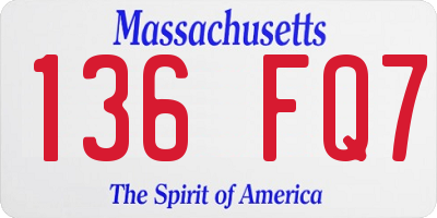 MA license plate 136FQ7