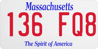 MA license plate 136FQ8