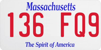 MA license plate 136FQ9