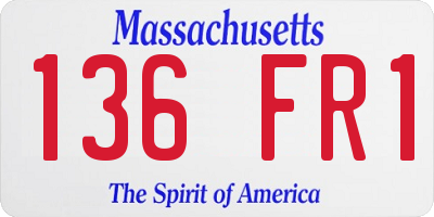 MA license plate 136FR1