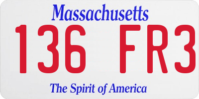 MA license plate 136FR3