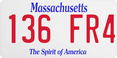 MA license plate 136FR4