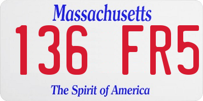 MA license plate 136FR5