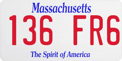 MA license plate 136FR6