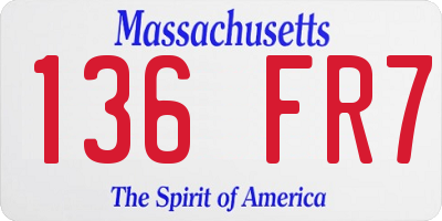 MA license plate 136FR7