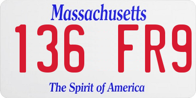 MA license plate 136FR9