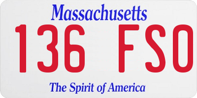 MA license plate 136FS0