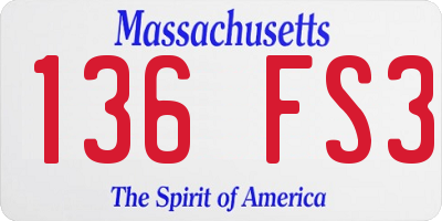 MA license plate 136FS3