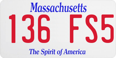 MA license plate 136FS5
