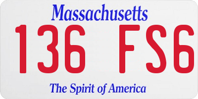 MA license plate 136FS6