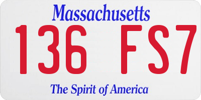 MA license plate 136FS7
