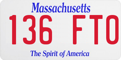 MA license plate 136FT0