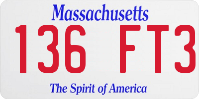 MA license plate 136FT3