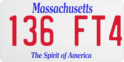 MA license plate 136FT4