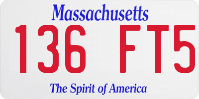MA license plate 136FT5