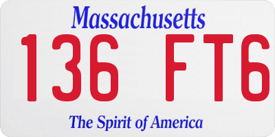 MA license plate 136FT6