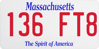 MA license plate 136FT8