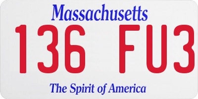 MA license plate 136FU3
