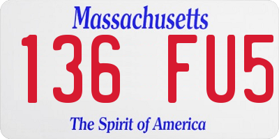 MA license plate 136FU5
