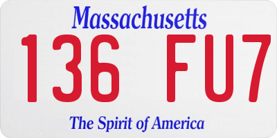 MA license plate 136FU7