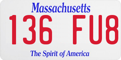 MA license plate 136FU8