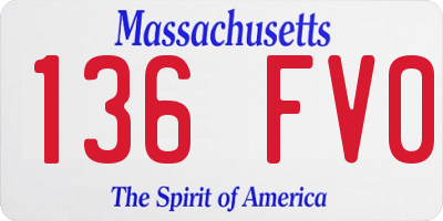 MA license plate 136FV0