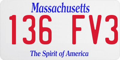 MA license plate 136FV3