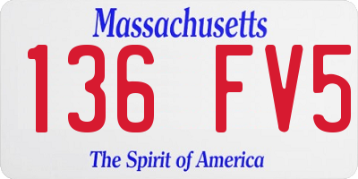 MA license plate 136FV5