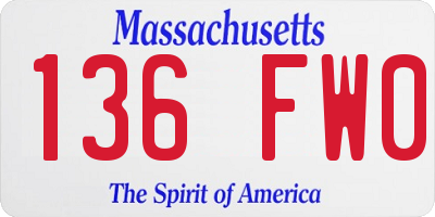 MA license plate 136FW0