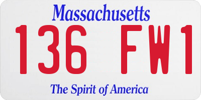 MA license plate 136FW1