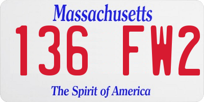 MA license plate 136FW2