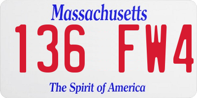 MA license plate 136FW4