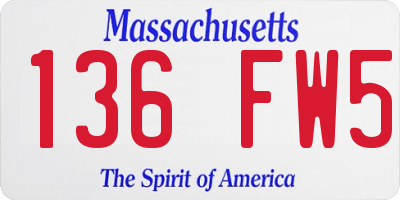 MA license plate 136FW5