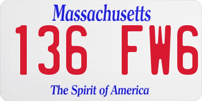 MA license plate 136FW6