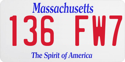 MA license plate 136FW7