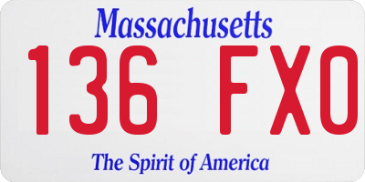 MA license plate 136FX0