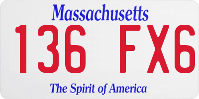 MA license plate 136FX6
